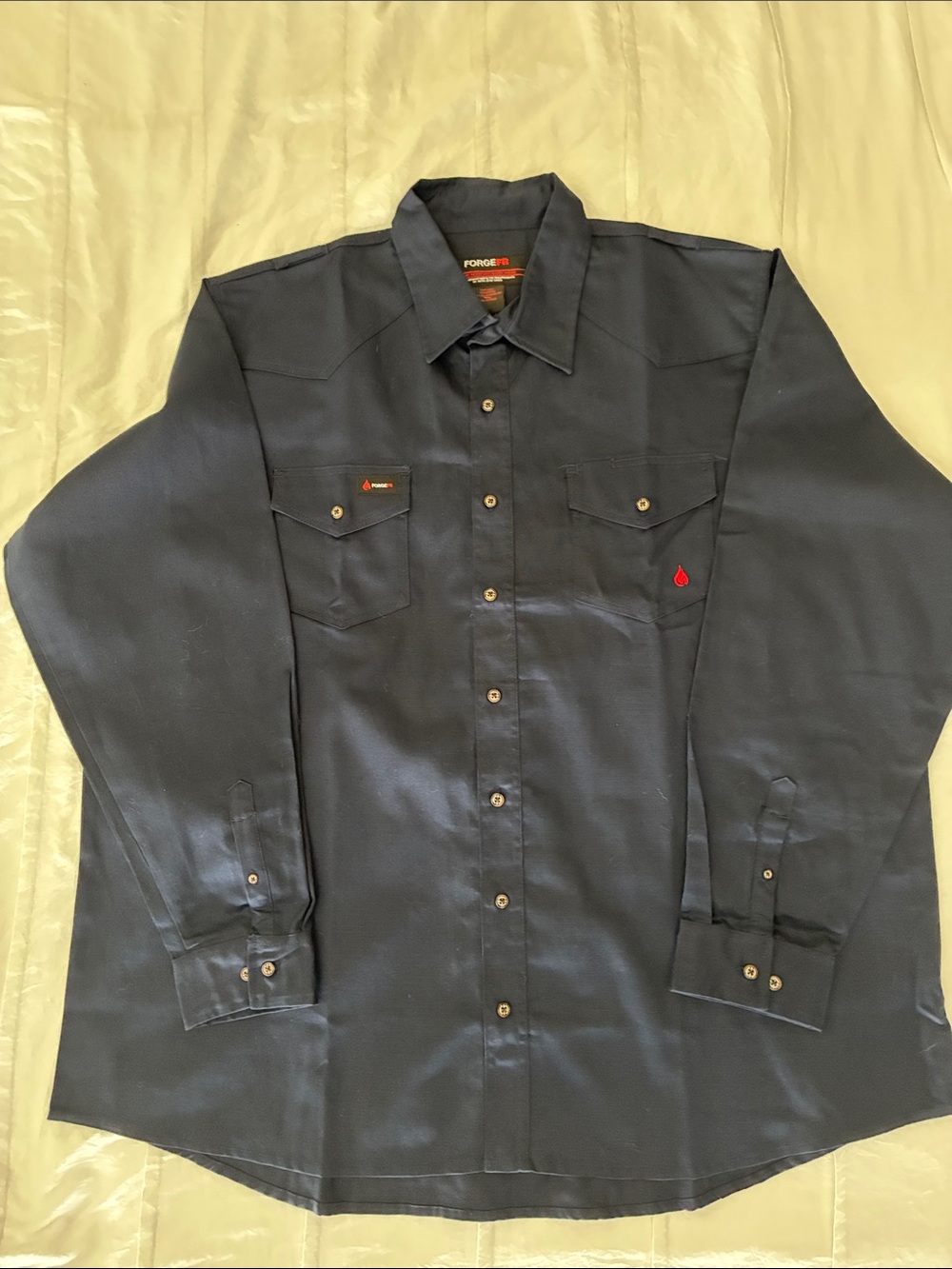 Men's Navy Long-Sleeve Button-Down Work Shirt